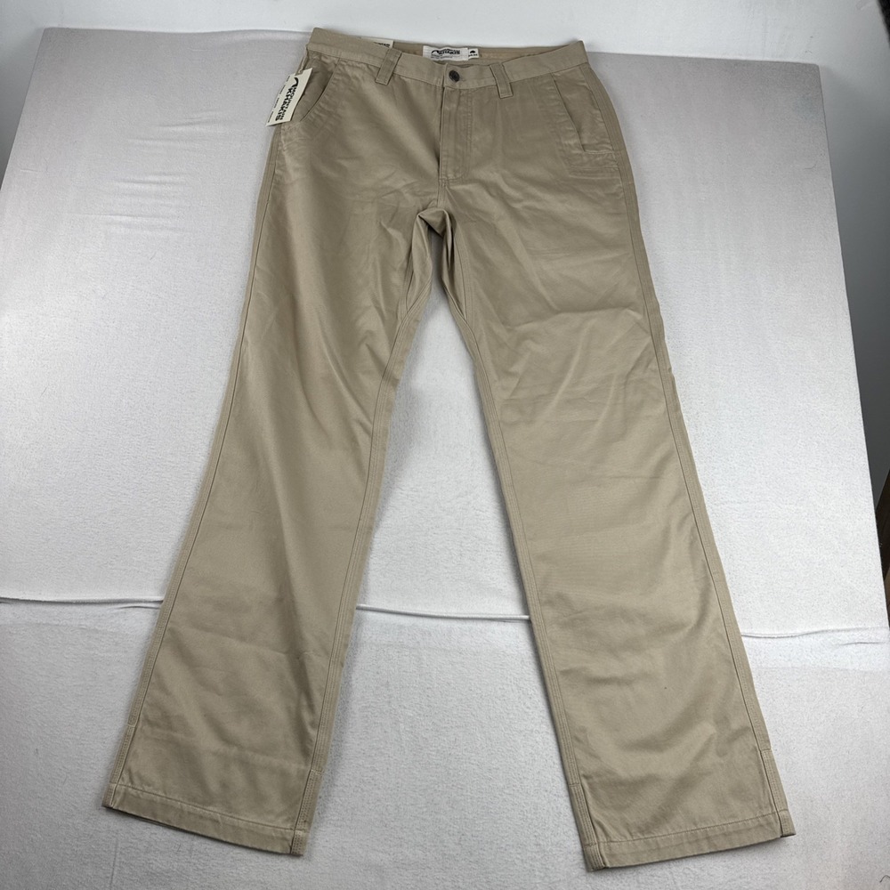 New! Mountain Khakis Teton Twill Relaxed Fit Mens Tan Chino Pants 34*34